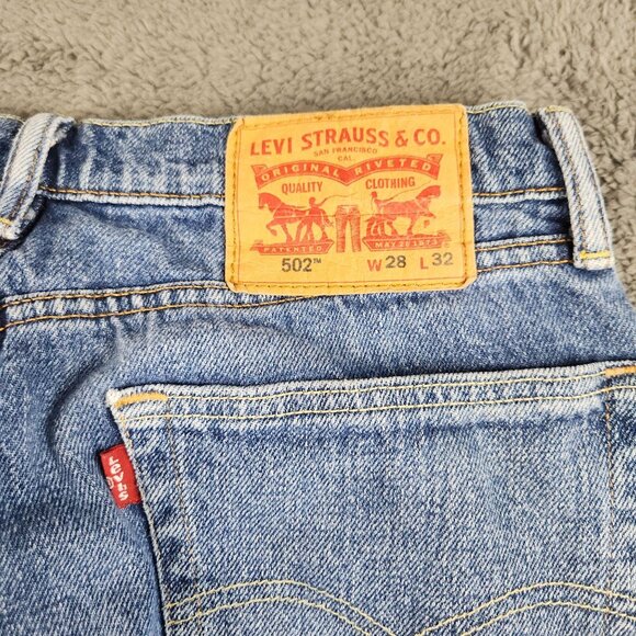 Levi's 502 Men's Regular Tapered Fit Jeans Size 28x32 Cotton Blend Denim Pants - Picture 10 of 13